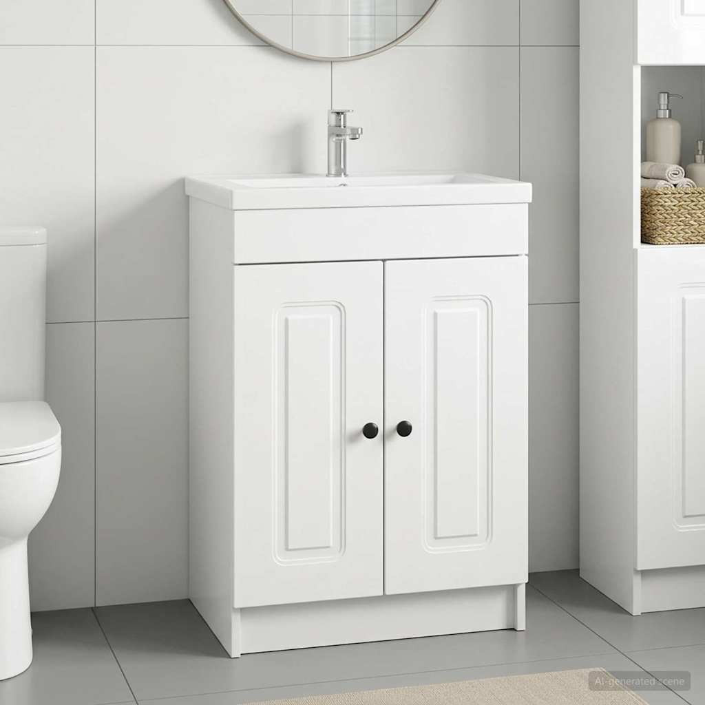 vidaXL Unter dem Waschbecken Badschrank Hochglanz Weiß