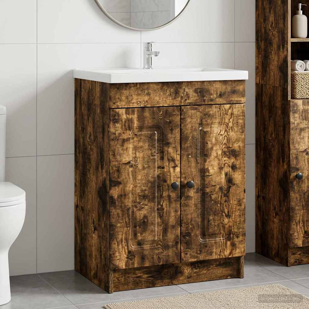 vidaXL Unter dem Waschbecken Badschrank Geräucherte Eiche
