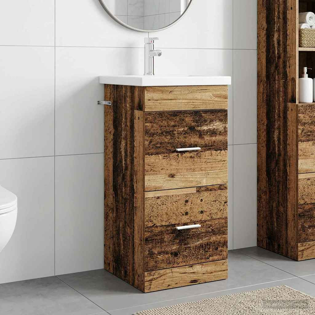 vidaXL Badezimmerschrank mit Waschbecken Altholz 42 x 40 x 84,5 cm