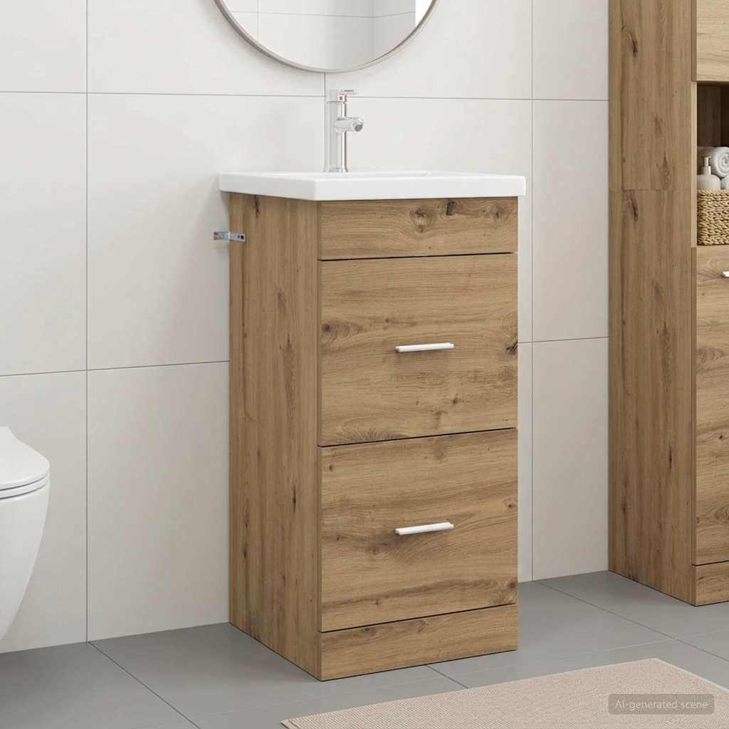 vidaXL Badezimmerschrank mit Waschbecken Artisan-Eiche