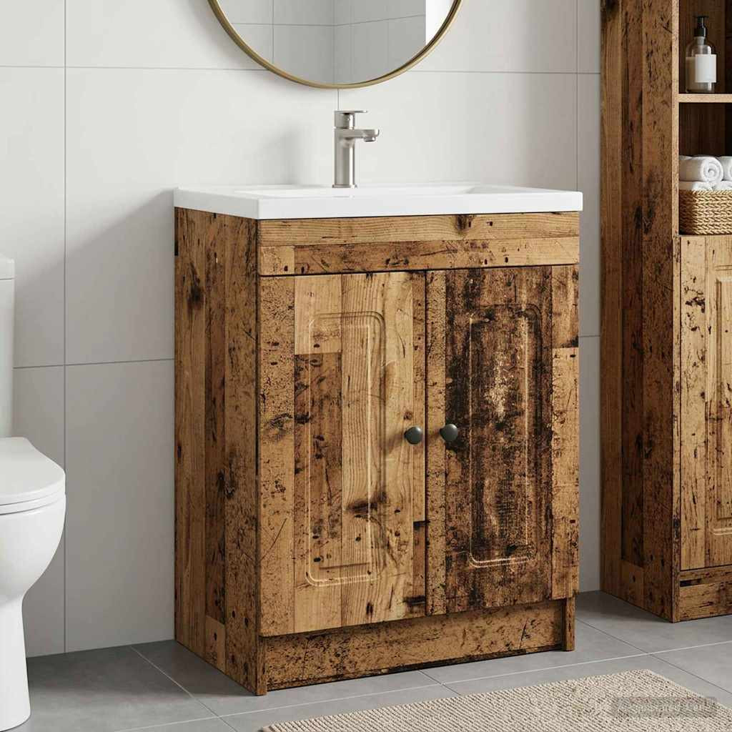 vidaXL Unter dem Waschbecken Badschrank Altholz 56 x 37,5 x 81 cm