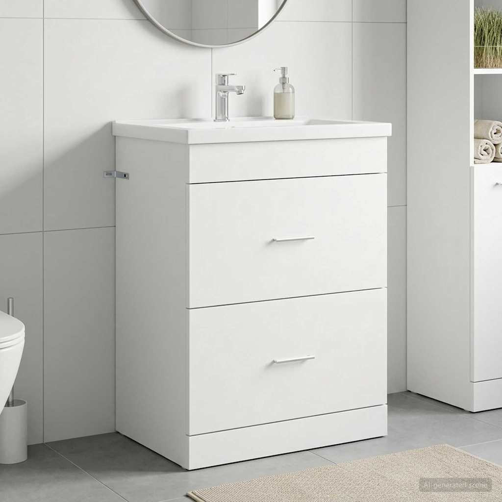 vidaXL Badunterschrank Weiß 56 x 37,5 x 81 cm Holzwerkstoff