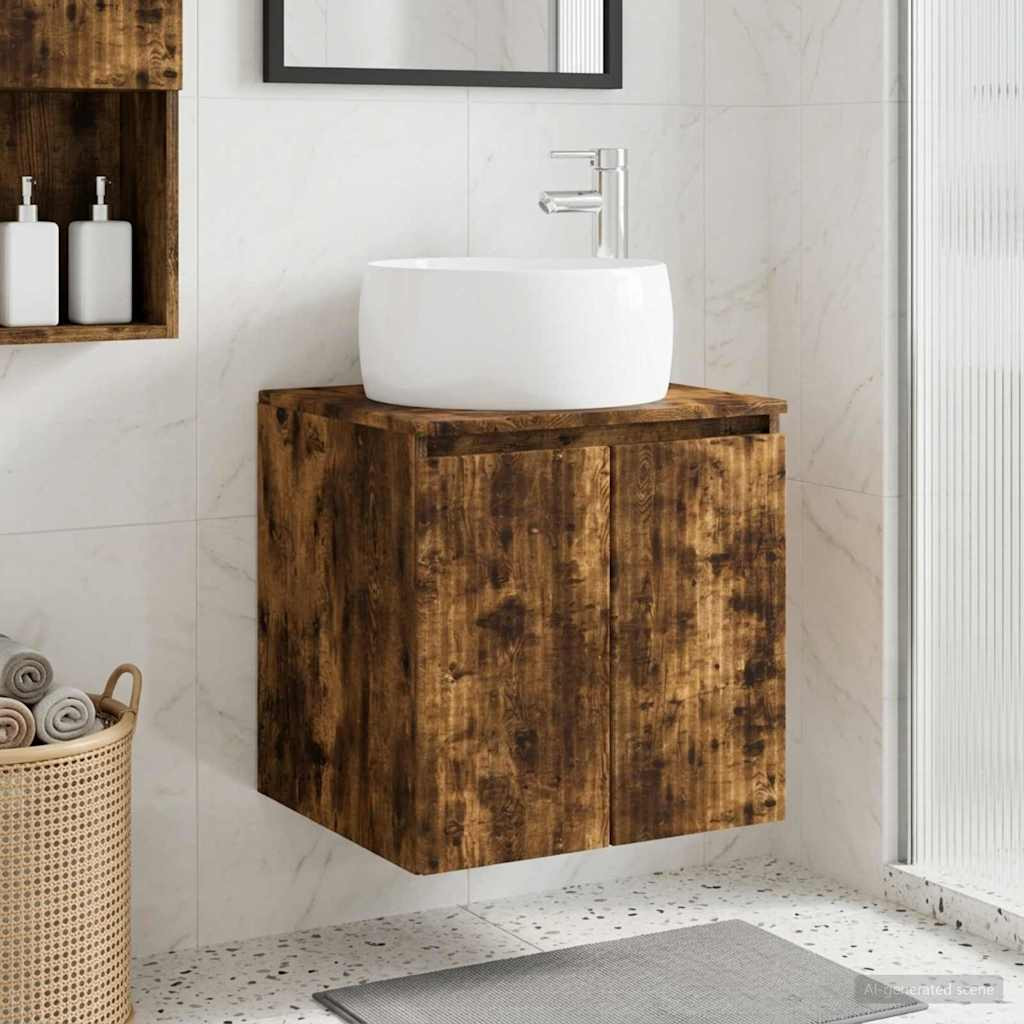 vidaXL Wandmontierte Waschtisch Geräucherte Eiche 49,5 x 44,5 x 66 cm
