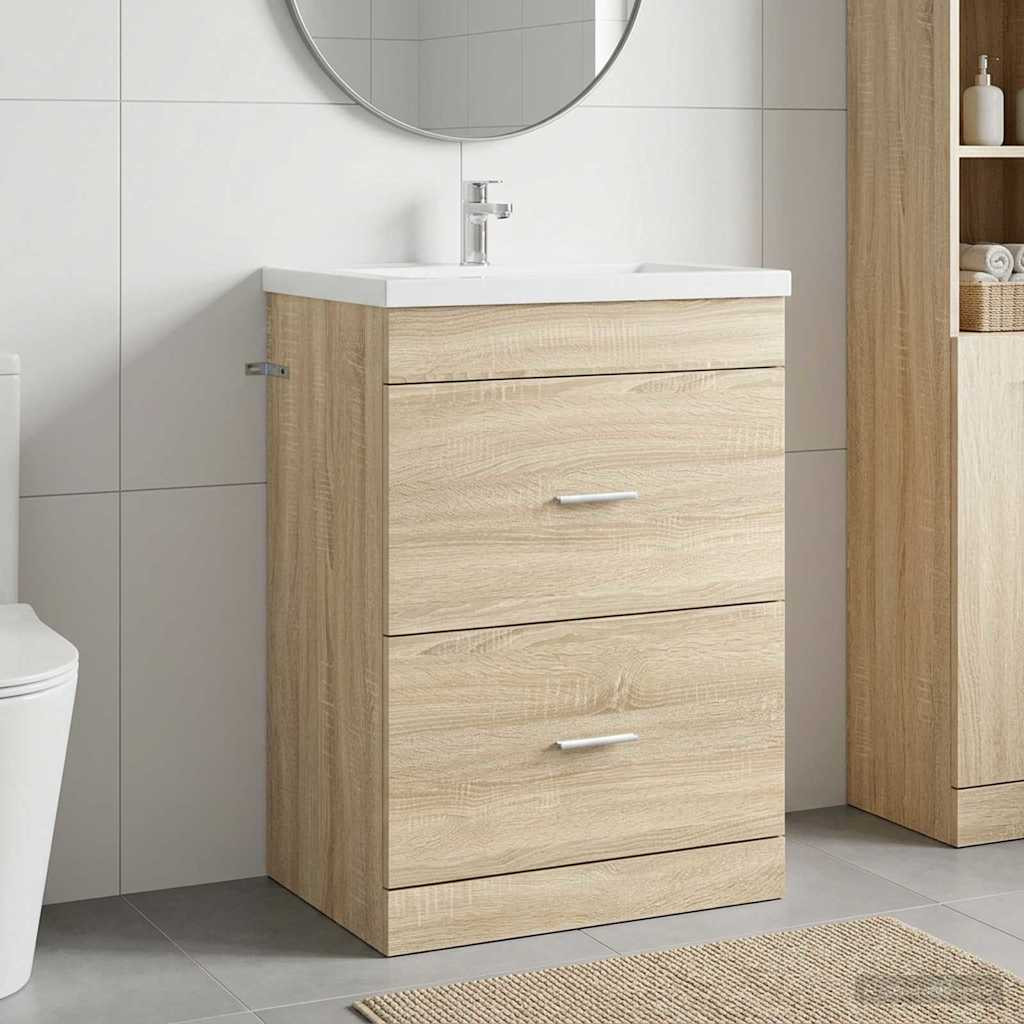vidaXL Badunterschrank Sonoma-Eiche 56 x 37,5 x 81 cm Holzwerkstoff