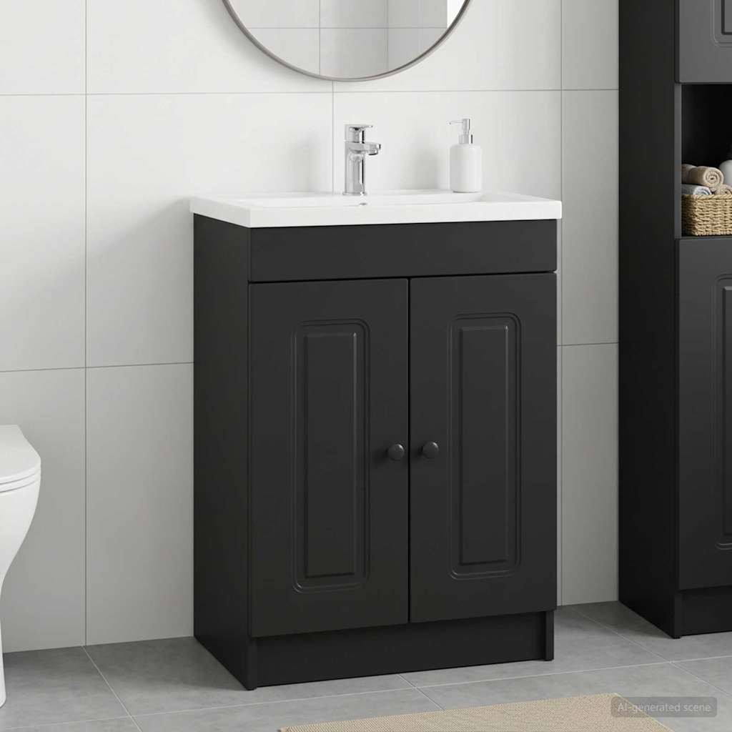 vidaXL Unter dem Waschbecken Badschrank Schwarz 78,5 x 37,5 x 81 cm
