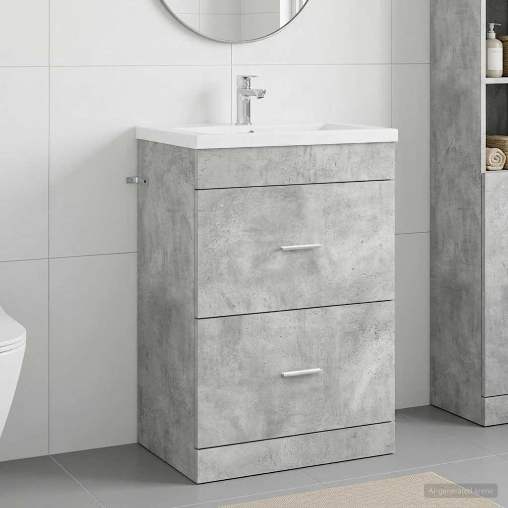 vidaXL Badunterschrank Betongrau 56 x 37,5 x 81 cm Holzwerkstoff