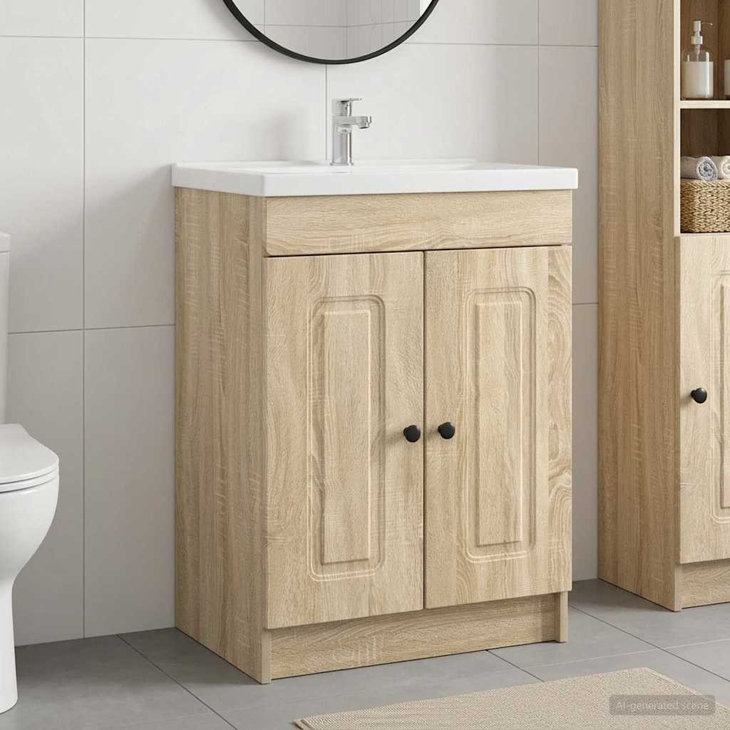 vidaXL Unter dem Waschbecken Badschrank Sonoma-Eiche