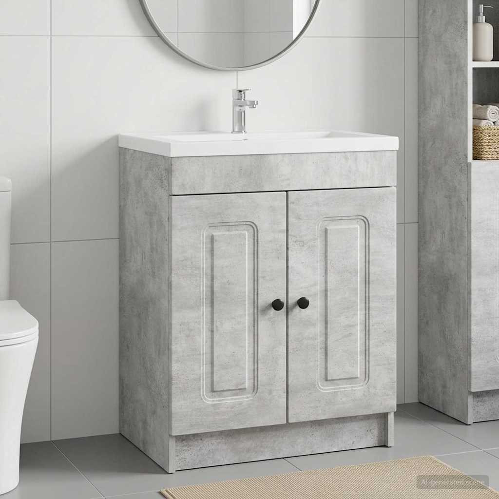 vidaXL Unter dem Waschbecken Badschrank Betongrau 78,5 x 37,5 x 81 cm