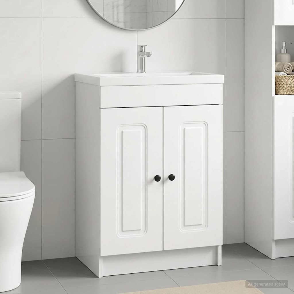 vidaXL Unter dem Waschbecken Badschrank Hochglanz Weiß