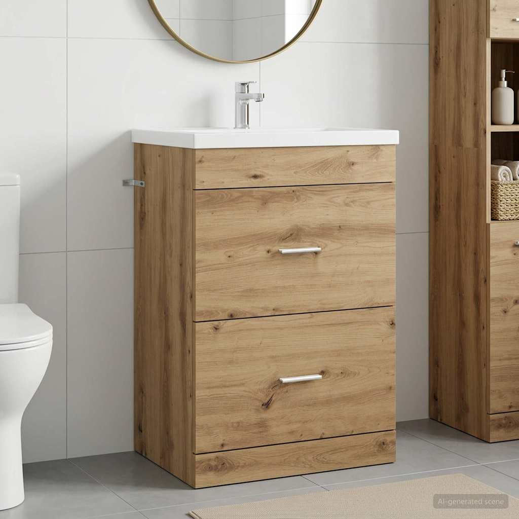 vidaXL Badunterschrank Artisan-Eiche 56 x 37,5 x 81 cm Holzwerkstoff