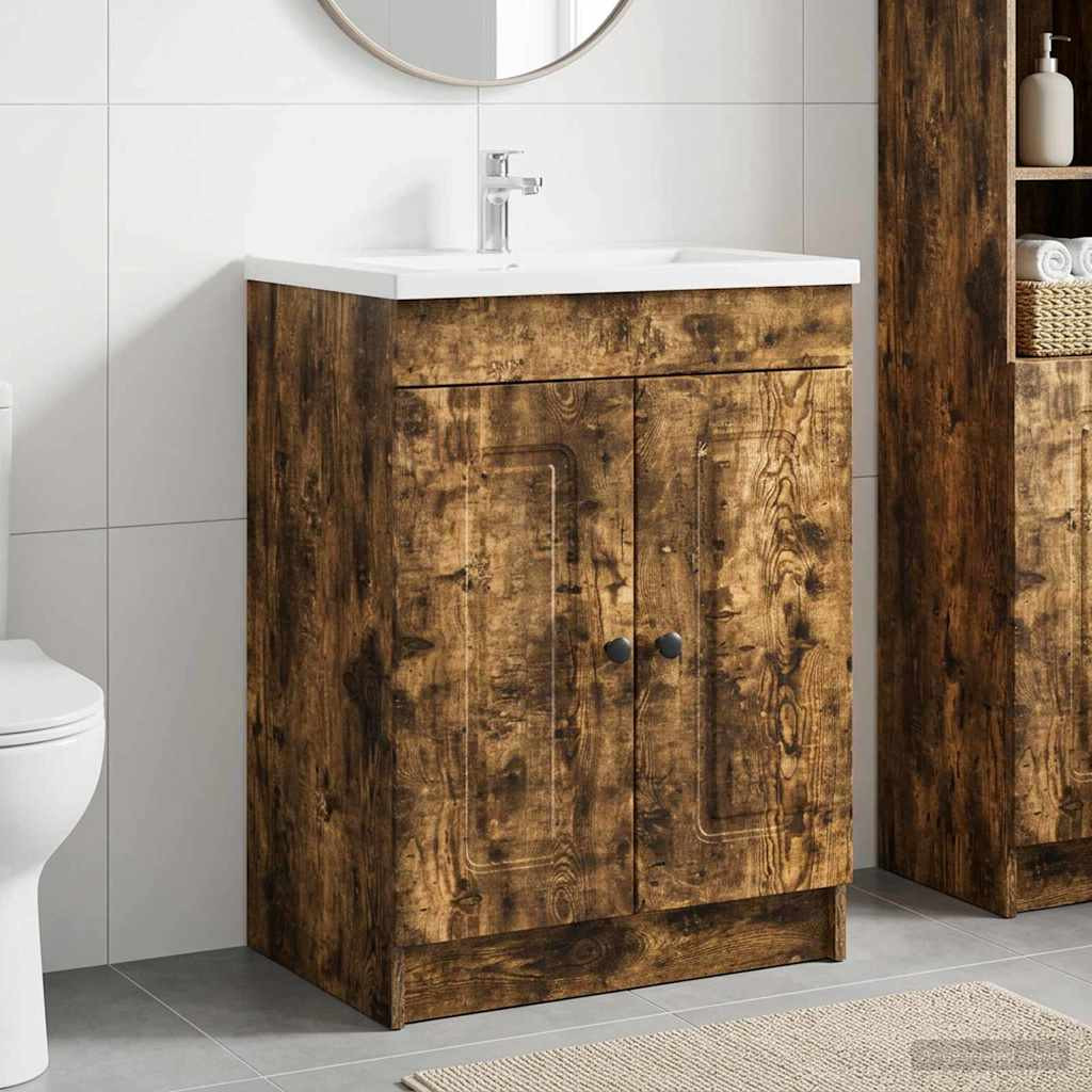 vidaXL Unter dem Waschbecken Badschrank Geräucherte Eiche