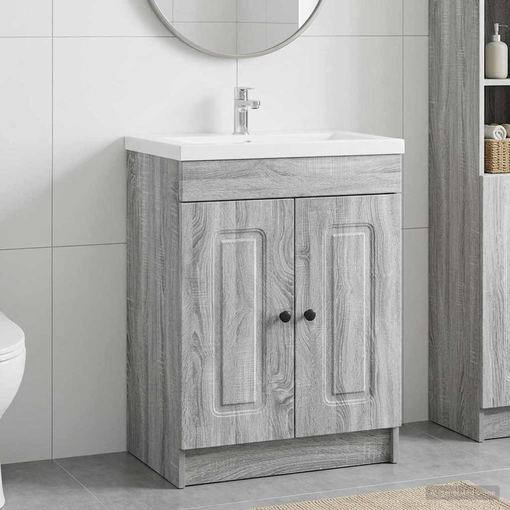 vidaXL Unter dem Waschbecken Badschrank Grau Sonoma