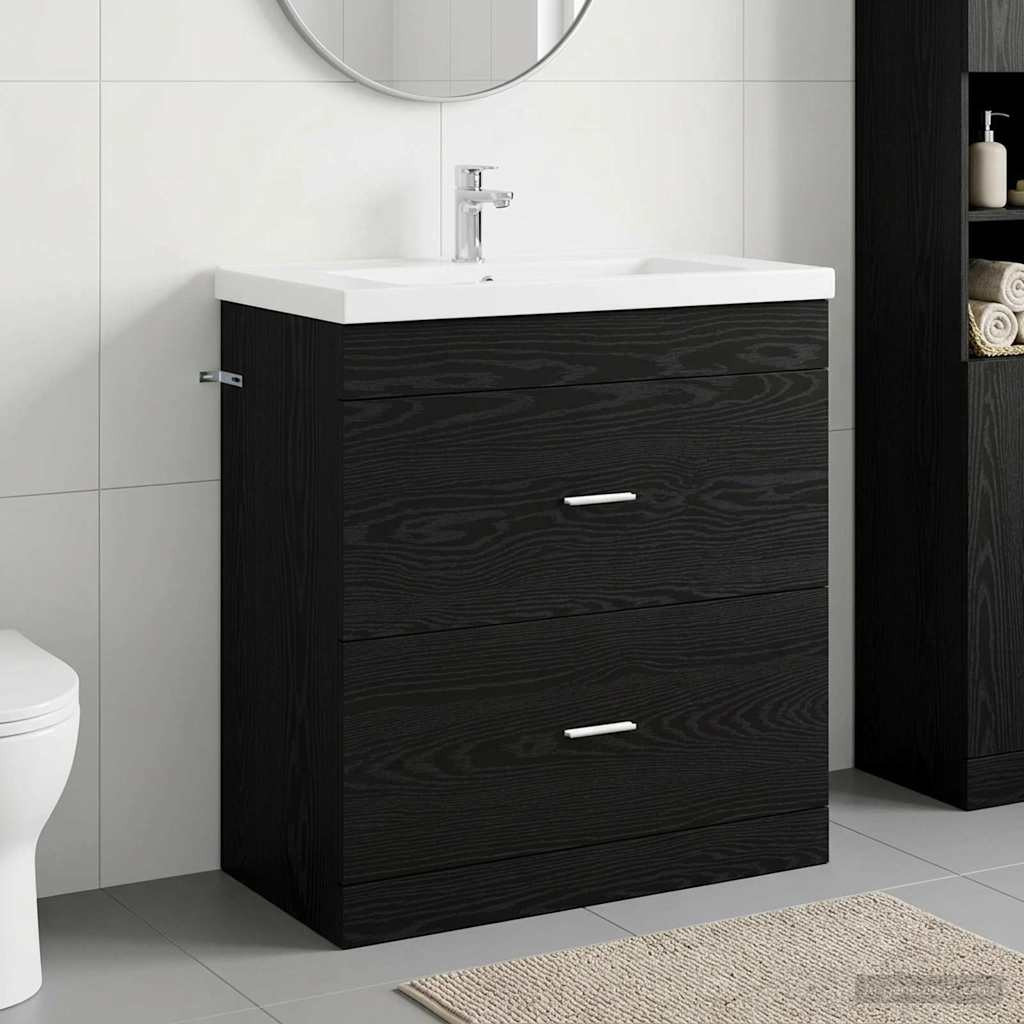 vidaXL Badunterschrank Schwarze Eiche 78,5 x 37,5 x 81 cm