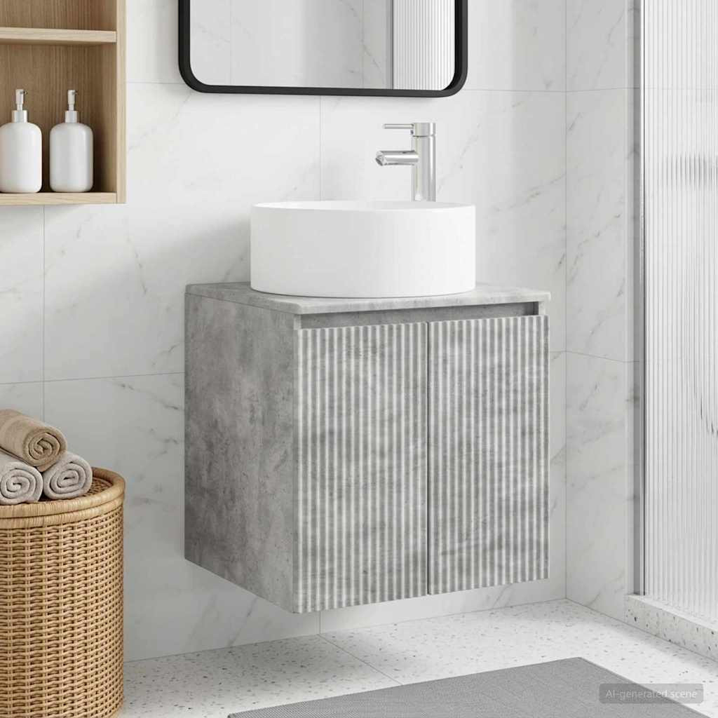 vidaXL Wandmontierte Waschbecken-Vanität Betongrau