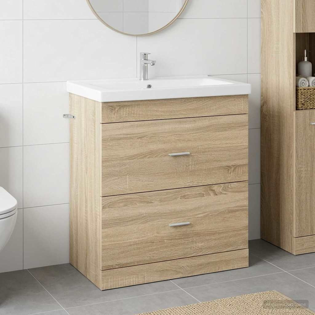 vidaXL Badunterschrank Sonoma-Eiche 78,5 x 37,5 x 81 cm Holzwerkstoff