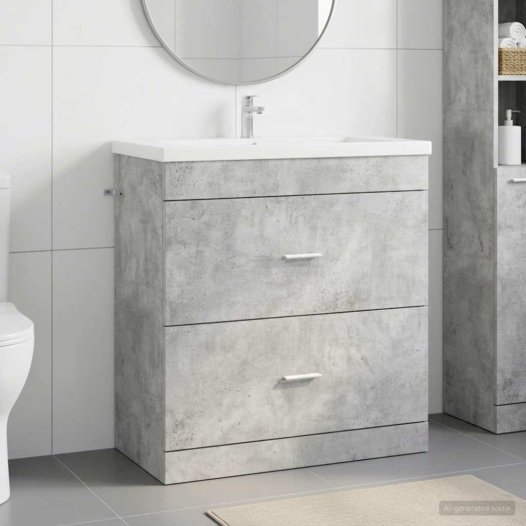 vidaXL Badunterschrank Betongrau 78,5 x 37,5 x 81 cm Holzwerkstoff
