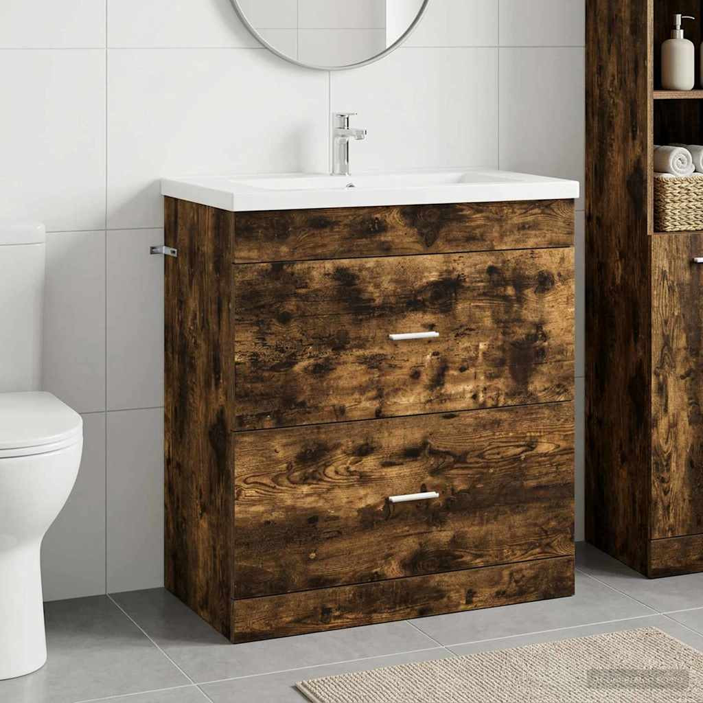 vidaXL Badunterschrank Geräucherte Eiche 78,5 x 37,5 x 81 cm