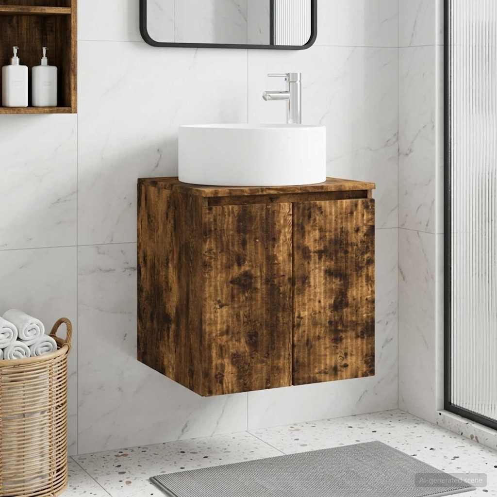 vidaXL Wandmontierte Waschbecken-Vanität Geräucherte Eiche