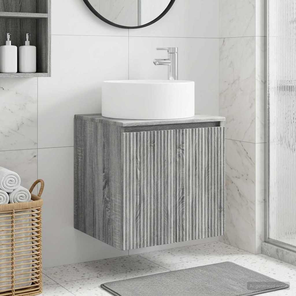 vidaXL Wandmontierte Waschbecken-Vanität Grau Sonoma