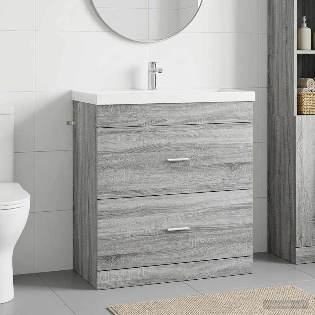 vidaXL Badunterschrank Grau Sonoma 78,5 x 37,5 x 81 cm Holzwerkstoff