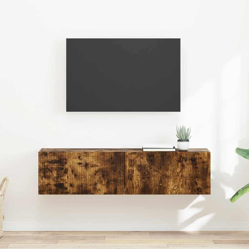 vidaXL TV-Wandschrank 2 pcs Geräucherte Eiche 60 x 31 x 29,5 cm