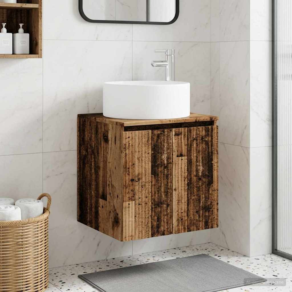 vidaXL Wandmontierte Waschbecken-Vanität Altholz 49,5 x 44,5 x 65,5 cm