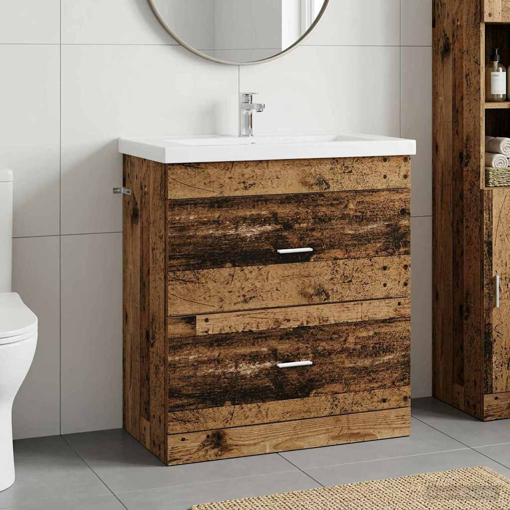 vidaXL Badunterschrank Altholz 78,5 x 37,5 x 81 cm Holzwerkstoff