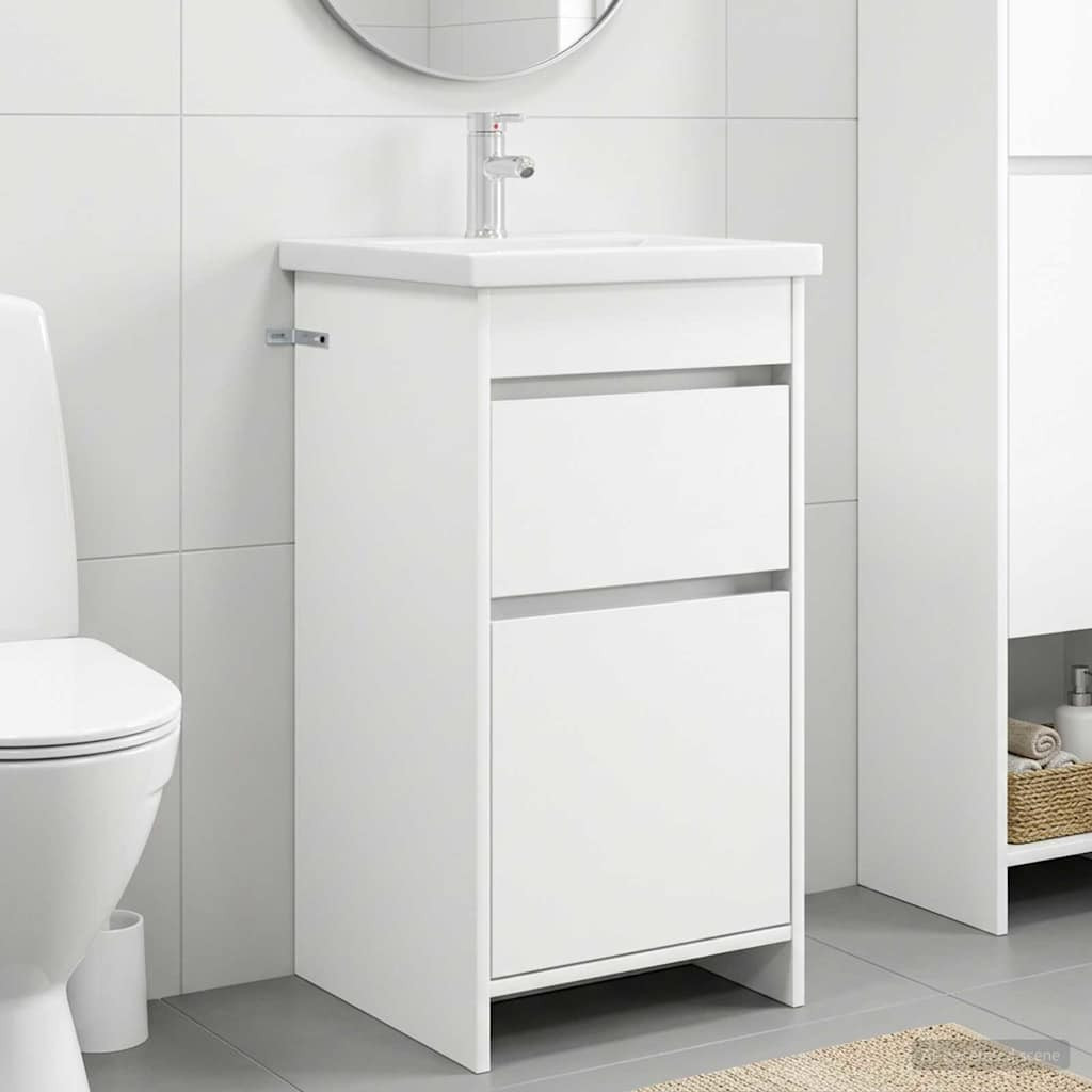 vidaXL Badezimmerschrank mit Waschbecken Weiß 42 x 40 x 84,5 cm