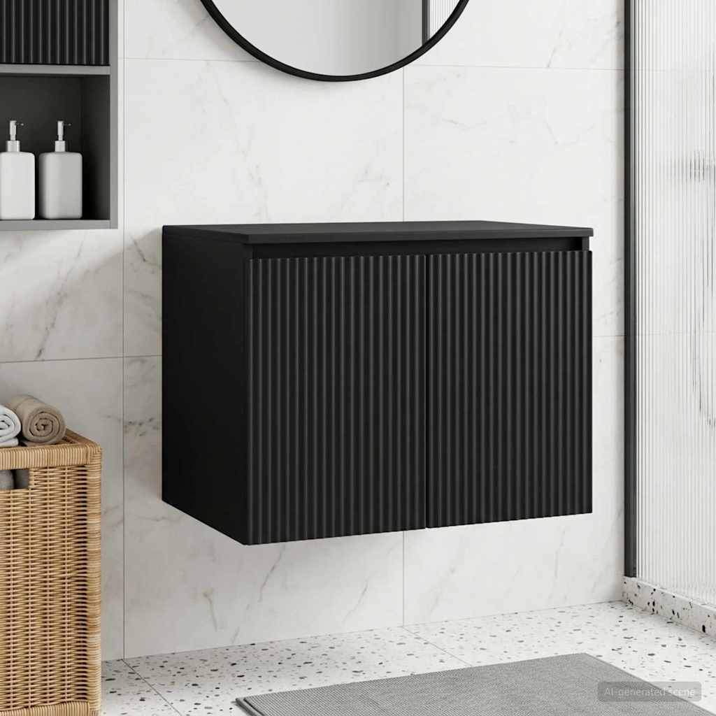vidaXL Wandmontierter Badezimmerschrank Schwarz 62,5 x 44,5 x 50 cm