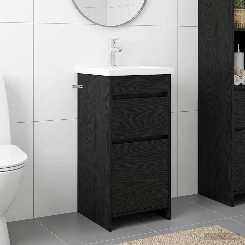 vidaXL Badezimmerschrank mit Waschbecken Schwarze Eiche