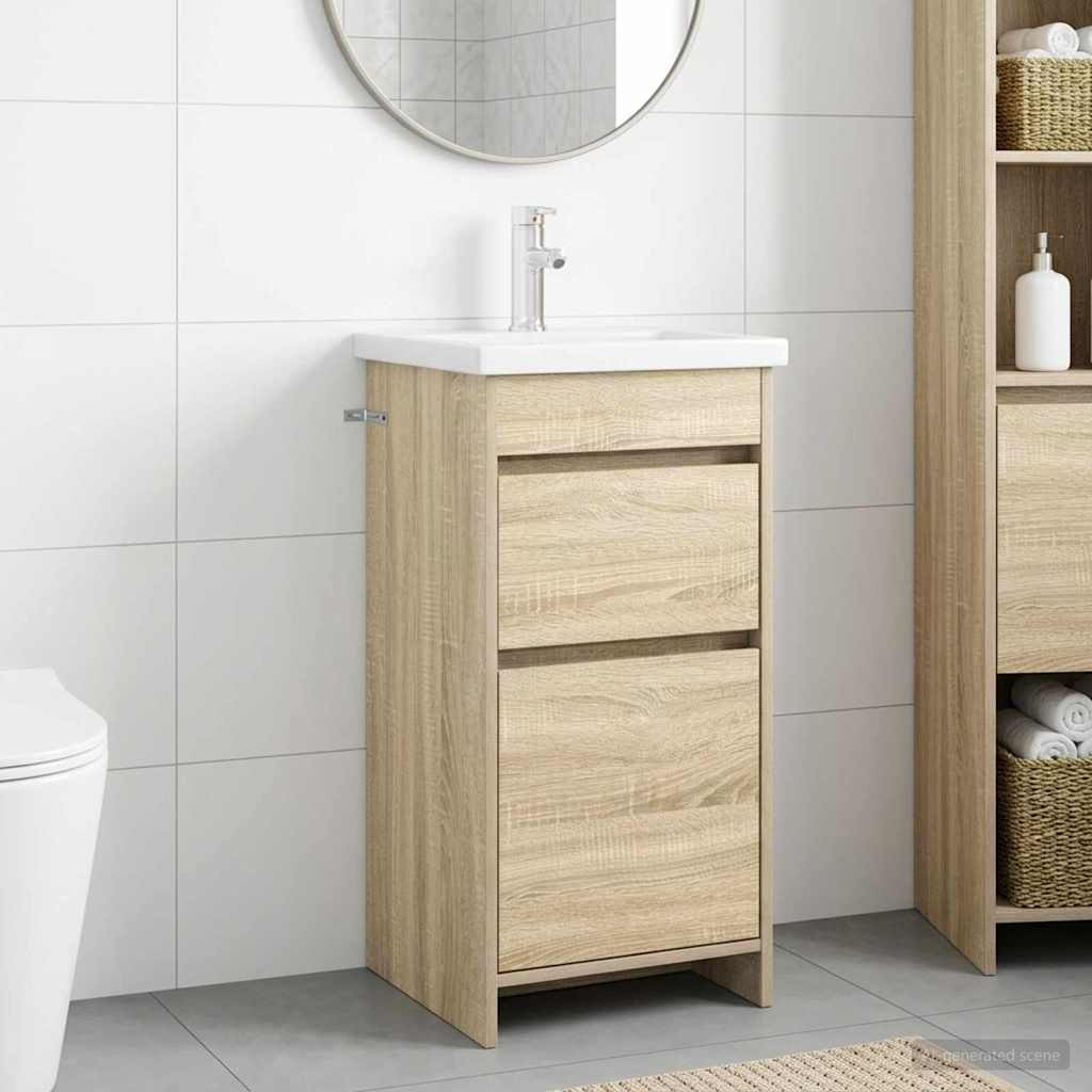 vidaXL Badezimmerschrank mit Waschbecken Sonoma-Eiche
