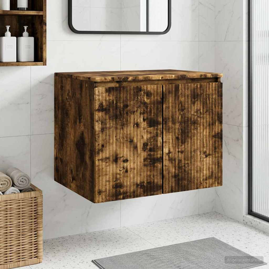 vidaXL Wandmontierter Badezimmerschrank Geräucherte Eiche