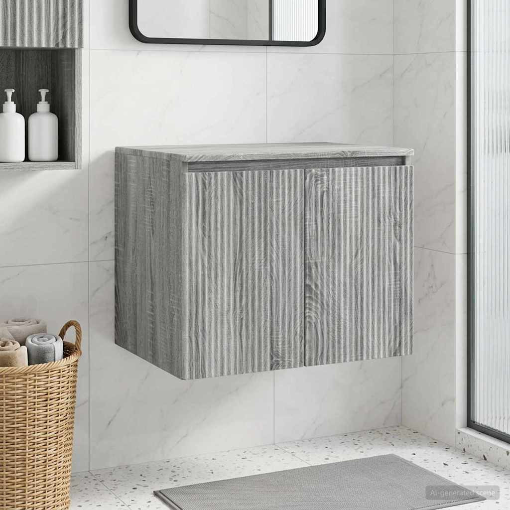 vidaXL Wandmontierter Badezimmerschrank Grau Sonoma