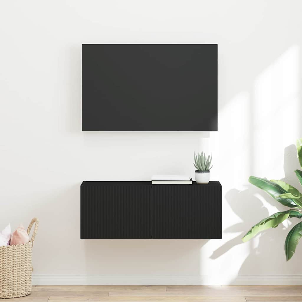 vidaXL TV-Wandschrank Schwarz 78,5 x 31 x 29,5 cm Holzwerkstoff