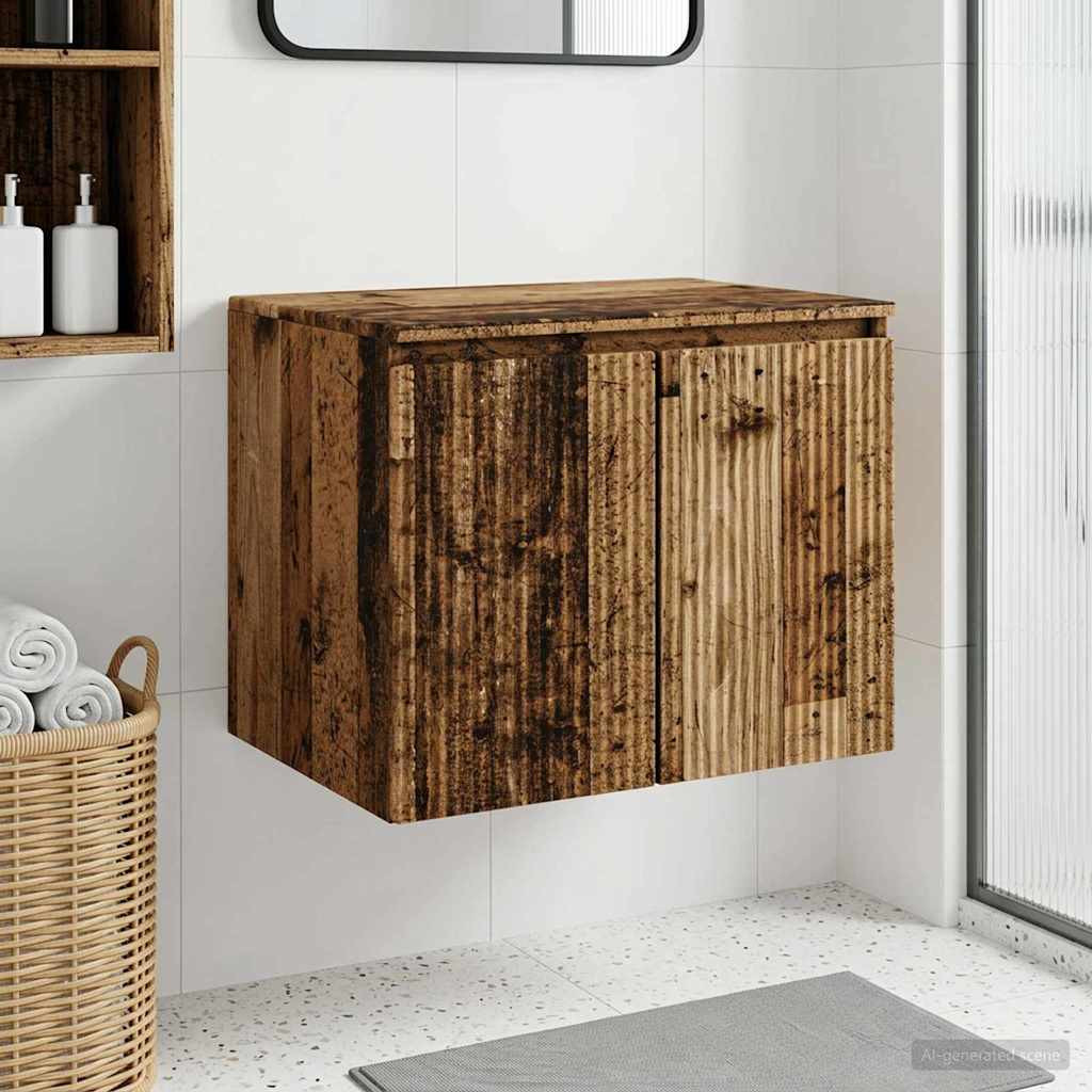 vidaXL Wandmontierter Badezimmerschrank Altholz 62,5 x 44,5 x 50 cm