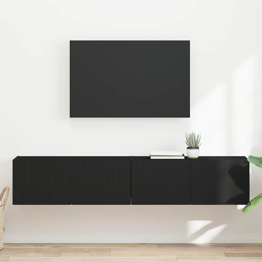vidaXL TV-Wandschrank 2 pcs Schwarz 78,5 x 31 x 29,5 cm Holzwerkstoff
