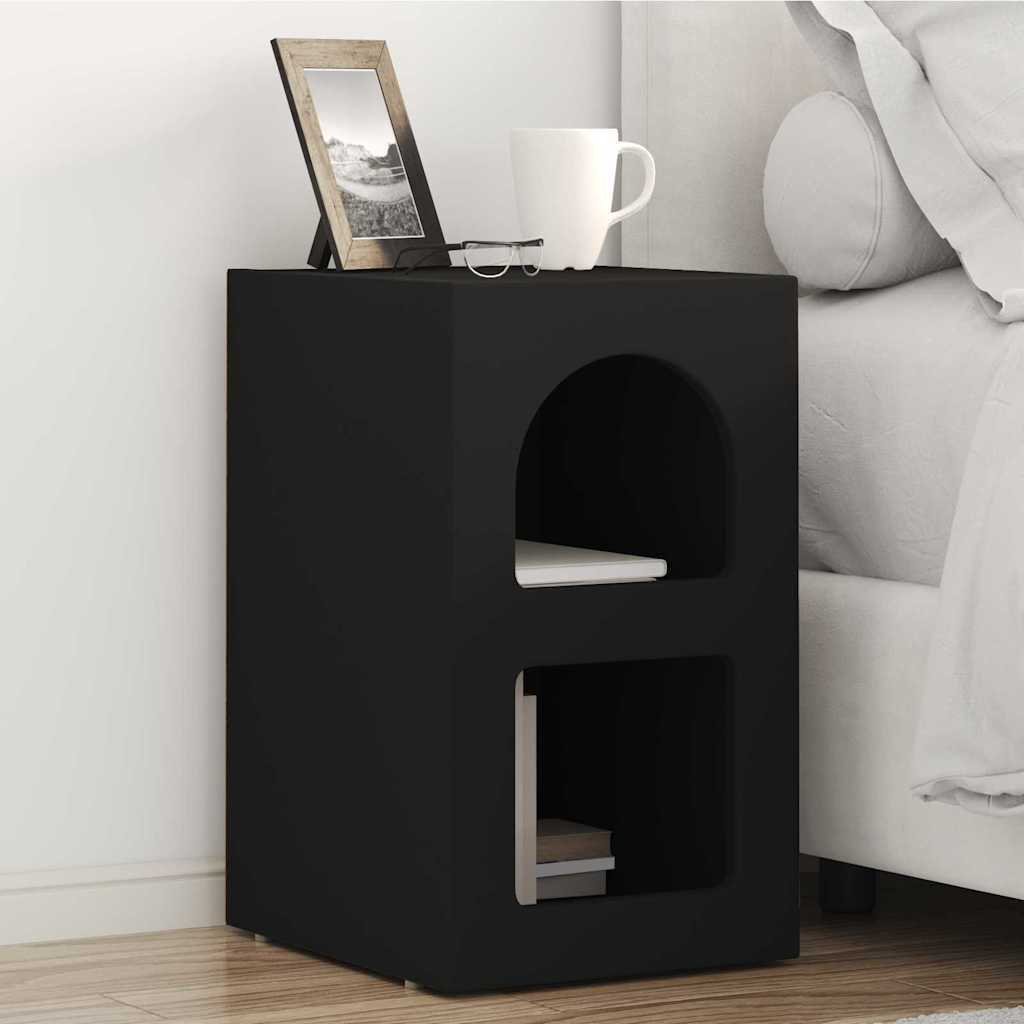 vidaXL Nachttisch ELST Schwarz 29,5 x 33,5 x 50 cm Holzwerkstoff