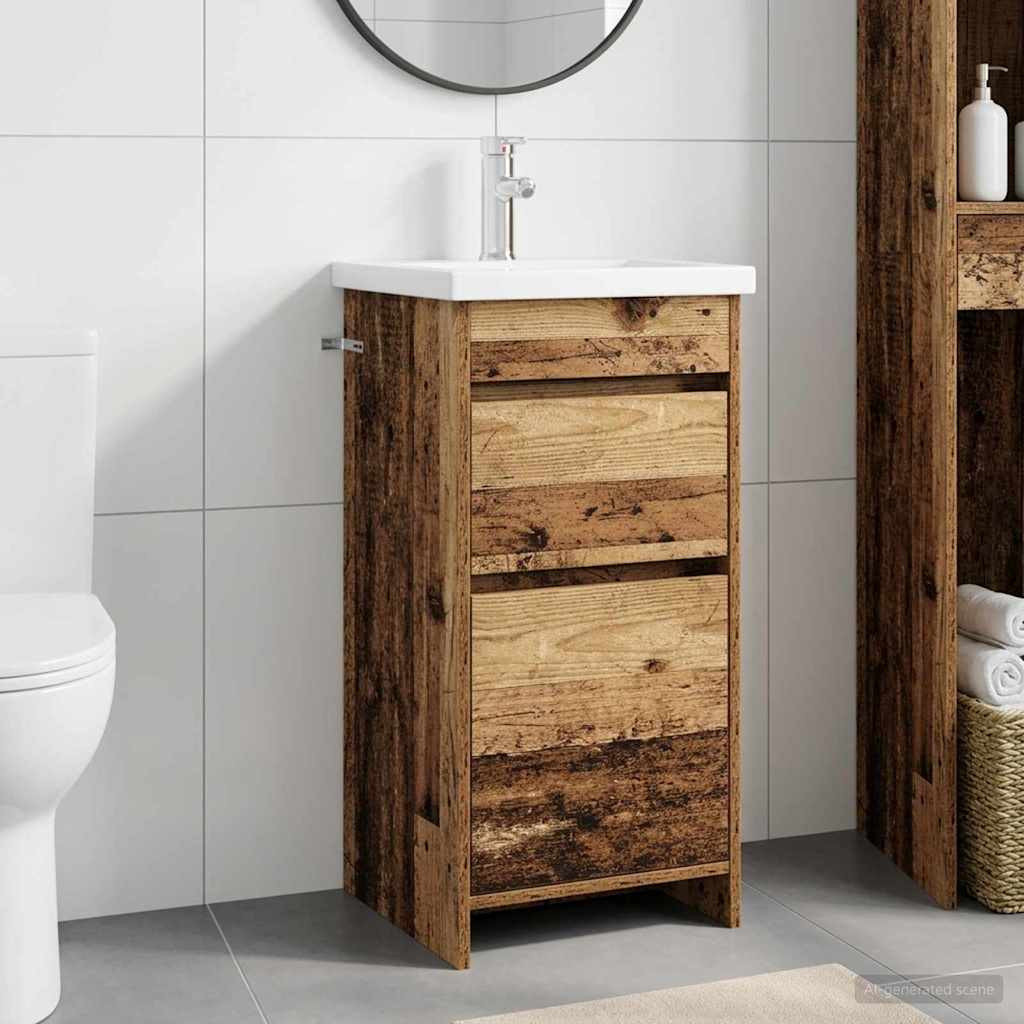 vidaXL Badezimmerschrank mit Waschbecken Altholz 42 x 40 x 84,5 cm