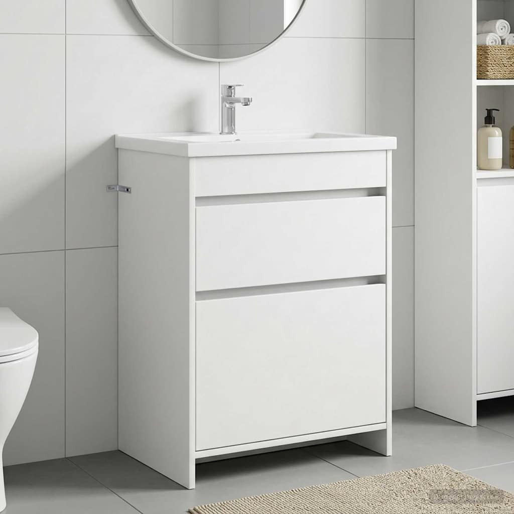 vidaXL Badunterschrank Weiß 56 x 37,5 x 81 cm Holzwerkstoff
