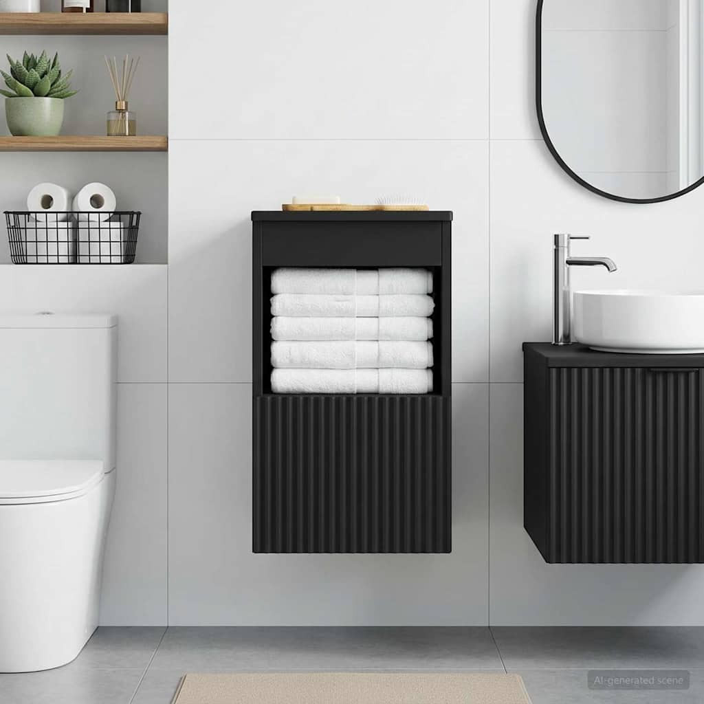 vidaXL Badezimmerschrank Schwarz 30 x 35 x 50 cm Holzwerkstoff
