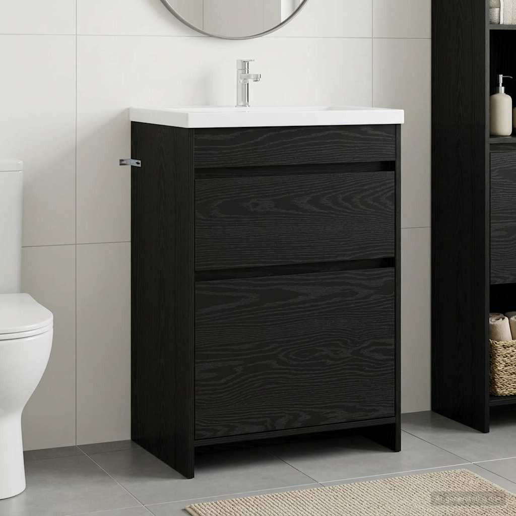 vidaXL Badunterschrank Schwarze Eiche 56 x 37,5 x 81 cm Holzwerkstoff
