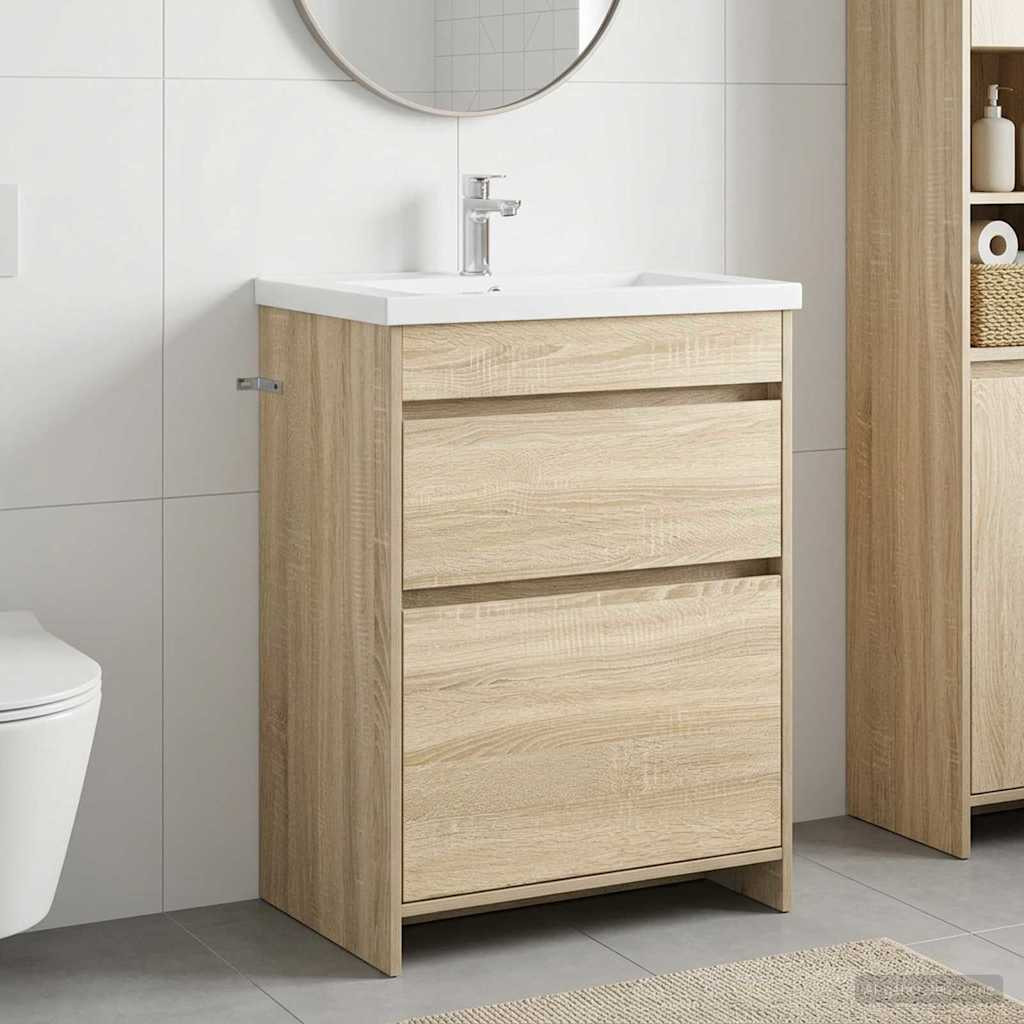 vidaXL Badunterschrank Sonoma-Eiche 56 x 37,5 x 81 cm Holzwerkstoff