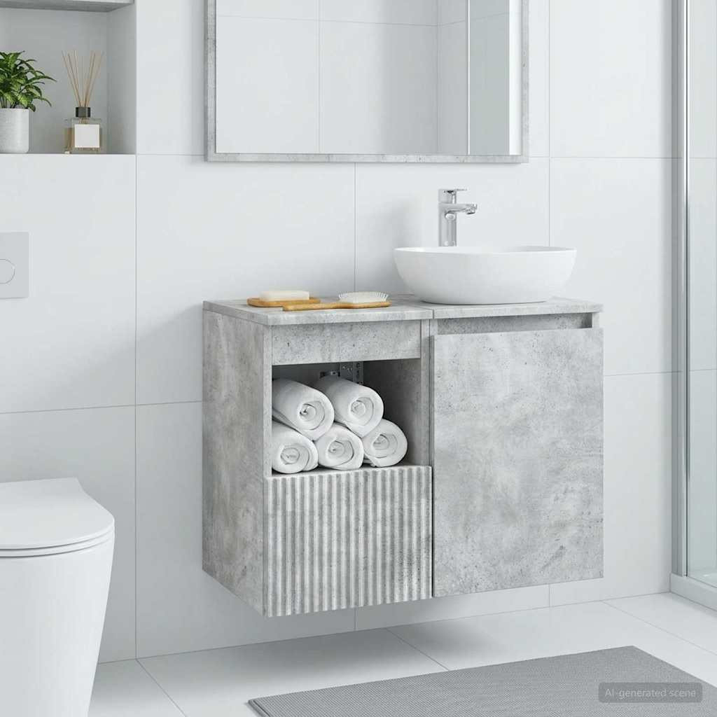 vidaXL Badezimmerschrank Betongrau 30 x 35 x 50 cm Holzwerkstoff