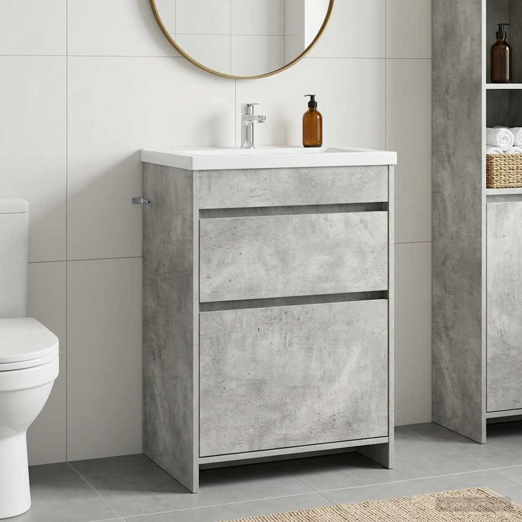 vidaXL Badunterschrank Betongrau 56 x 37,5 x 81 cm Holzwerkstoff