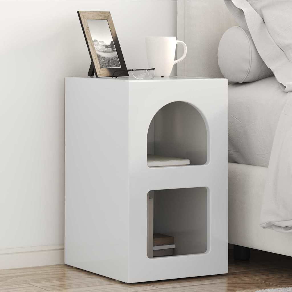 vidaXL Nachttisch ELST 2 Stk. Hochglanz Weiß 29,5 x 33,5 x 50 cm