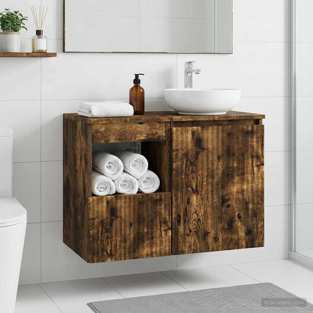 vidaXL Badezimmerschrank Geräucherte Eiche 30 x 35 x 50 cm