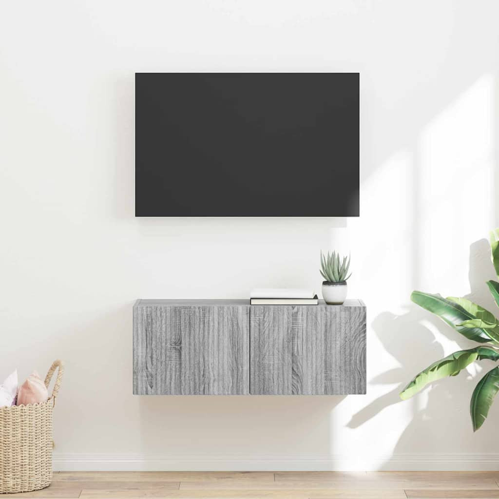vidaXL TV-Wandschrank Graues Sonoma 78,5 x 31 x 29,5 cm Holzwerkstoff