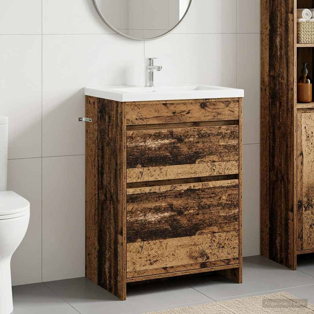 vidaXL Badunterschrank Altholz 56 x 37,5 x 81 cm Holzwerkstoff