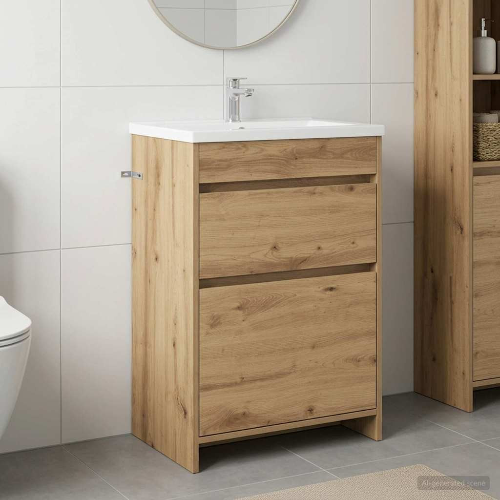 vidaXL Badunterschrank Artisan-Eiche 56 x 37,5 x 81 cm Holzwerkstoff
