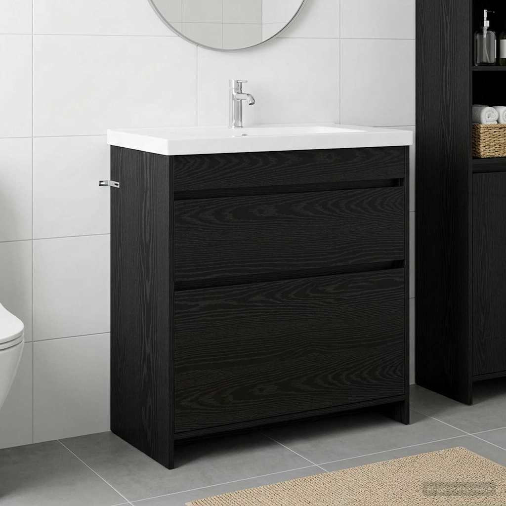 vidaXL Badunterschrank Schwarze Eiche 78,5 x 37,5 x 81 cm